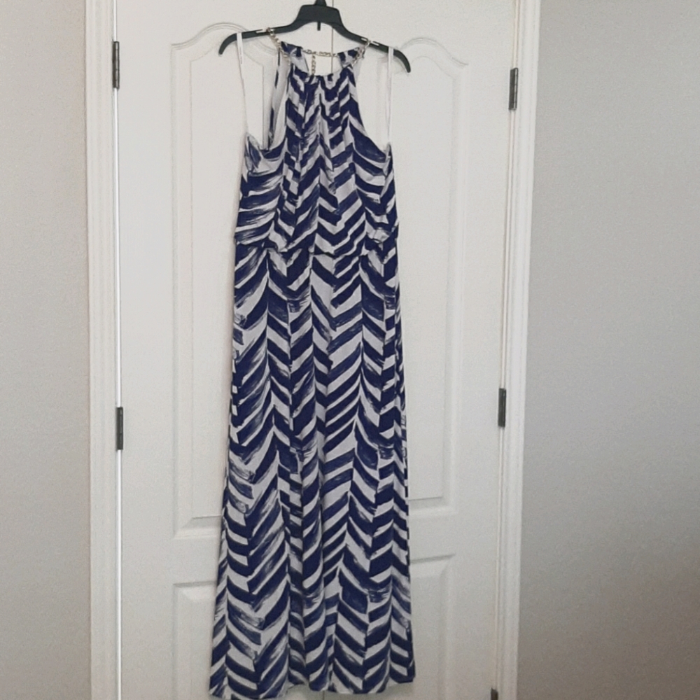 Blue and White long summer dress